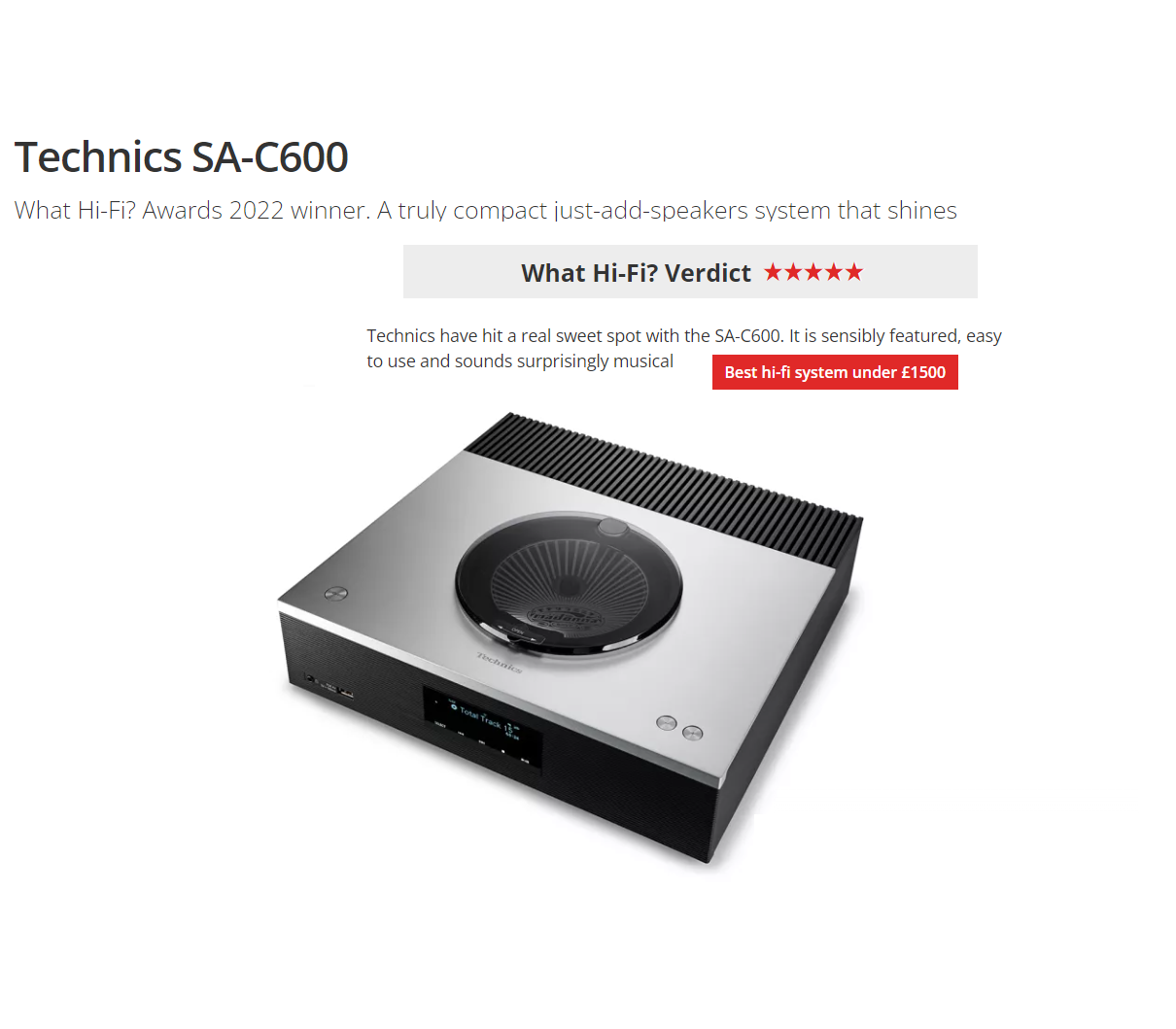 Technics SA-C600 Premium Class Network CD Receiver Silver SA-C600